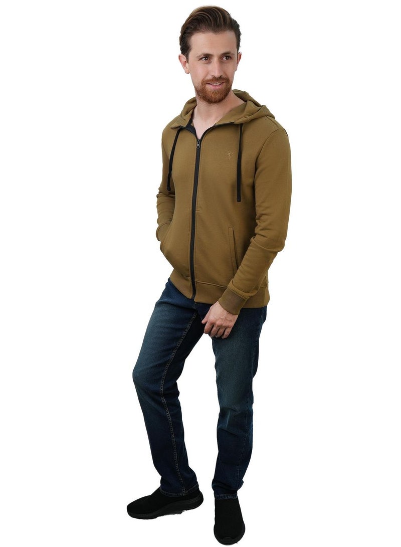 GIORDANO Men's Slim Fit French Terry Knit Hoodie Jacket - Image 2